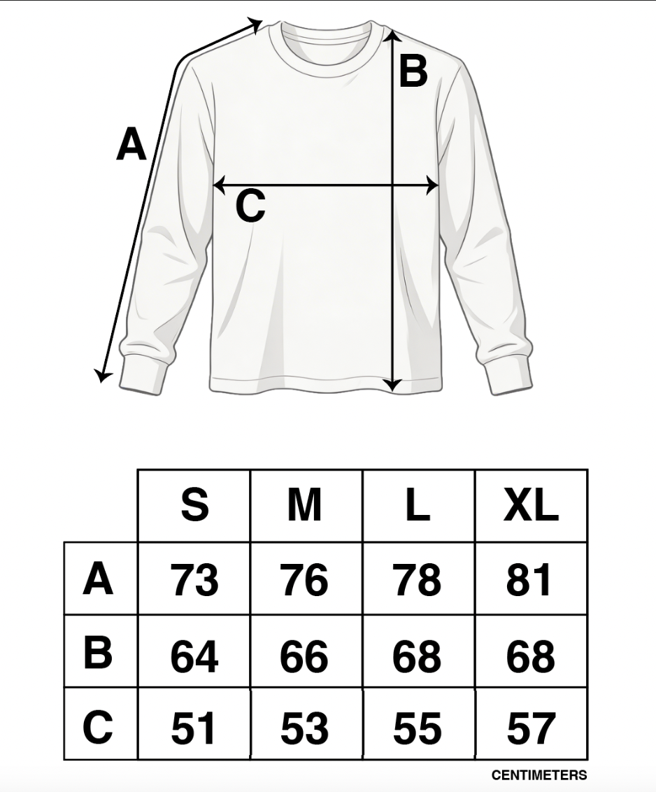 Guía de tallas (centímetros) - DOODLE STRIPPED LONGSLEEVE